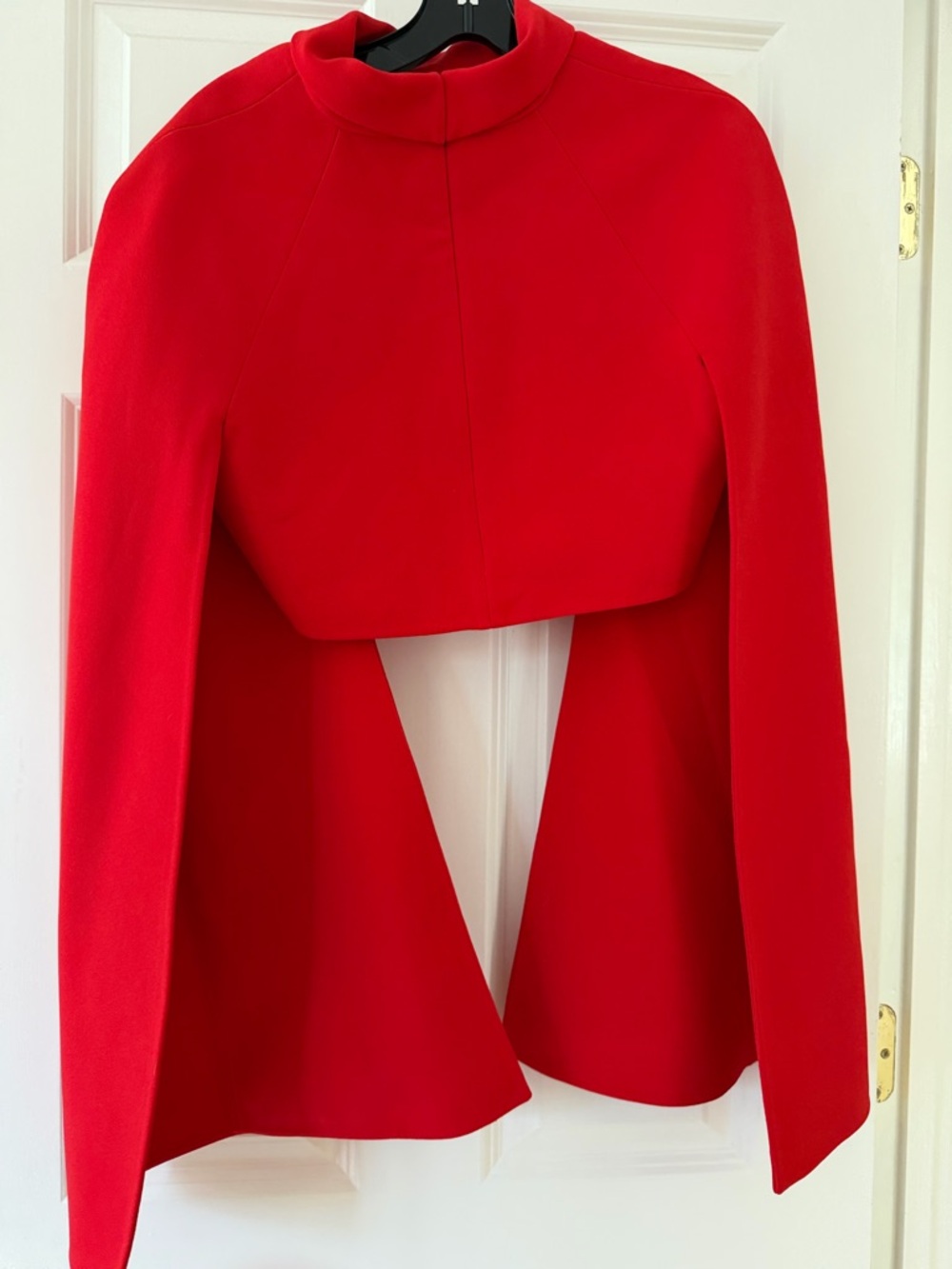 Red Women's Cape Jacket - Elegant Open-Front Coat